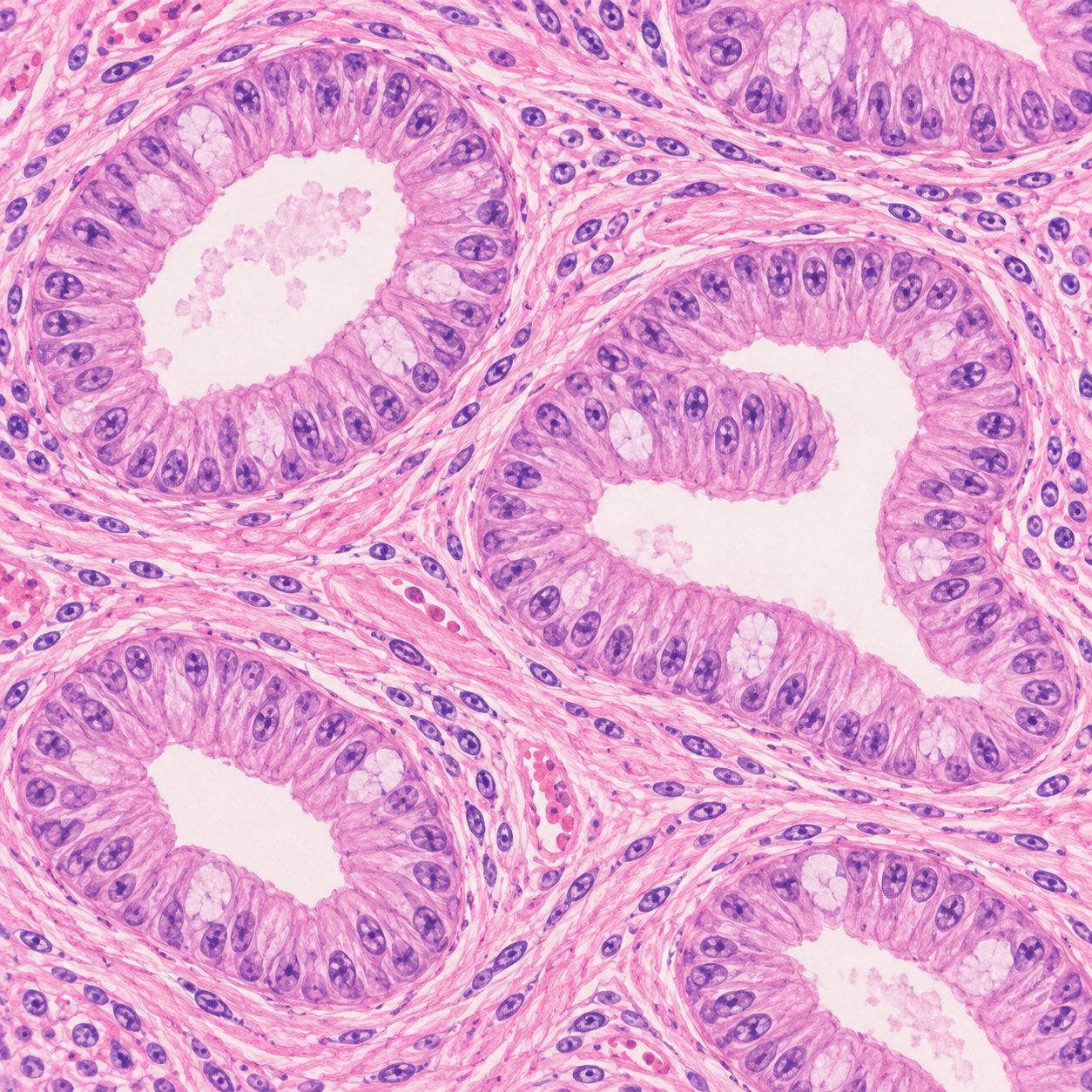 Ilustracja preparatu histologicznego w odcieniach różu i fioletu